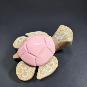 Handcrafted Ecuador Stone Turtle Figurine Pink Shell Miniature Folk Art 1 Inch